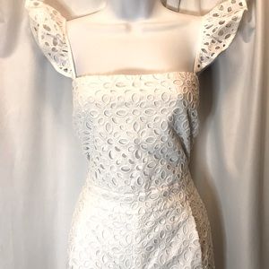 J. Crew White Lined Eyelet Jumpsuit Size 16 Tall